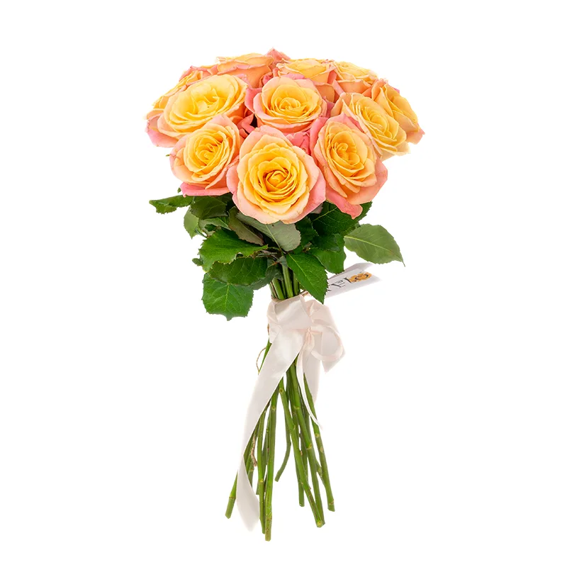 Букет из 15 нежных лососево-розовых роз Мисс Пигги (01134)