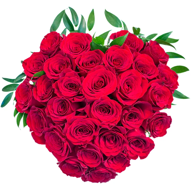 Букет из 29 красных роз в виде сердца (00418)