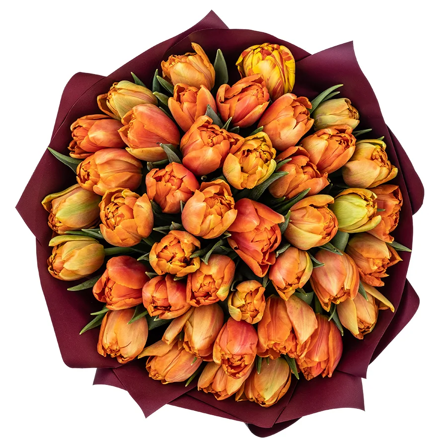 Букет из 41 оранжевого махрового тюльпана Айкун (02297)