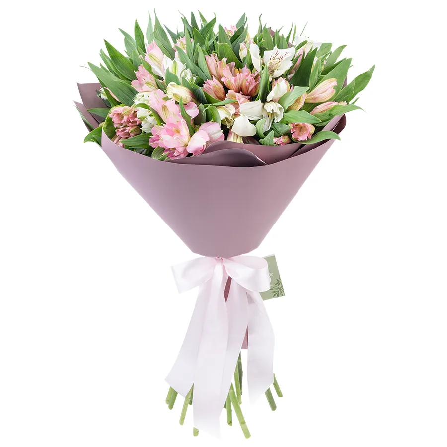 Букет из 19 розовых и белых альстромерий (03001)