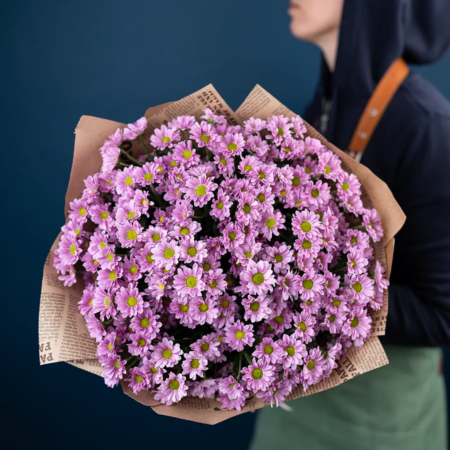 Букет из 25 розовых кустовых хризантем Сантини Крисси (02823)