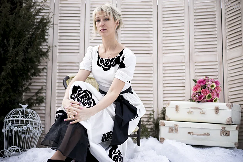 Фотосессия с букетом на снегу