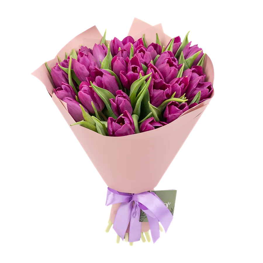 Букет из 25 фиолетовых тюльпанов (01924)