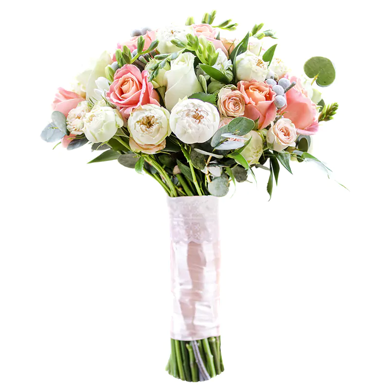 Свадебный букет из роз и фрезий (00329)