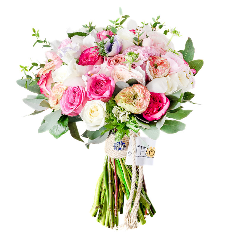 Букет из роз, орхидей, ранункулюсов, калл и анемон (00921)