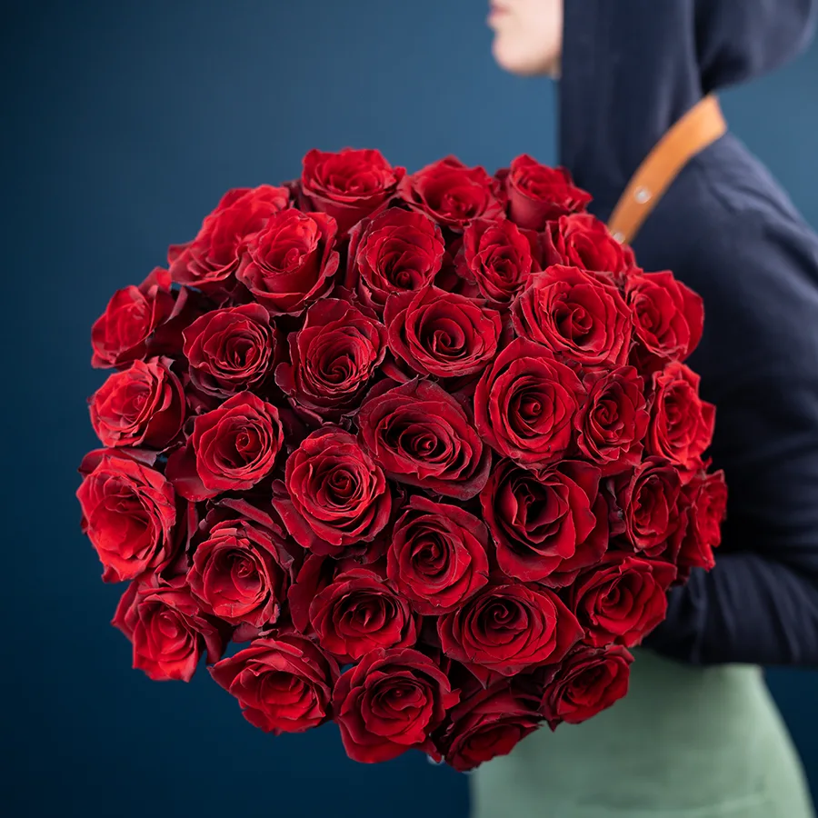 Букет из 35 тёмно-красных роз Эксплорер (02969)