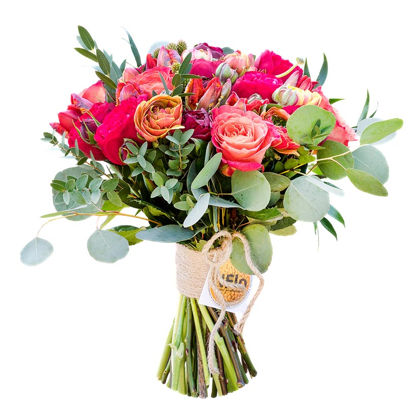 Букет из пионов, роз, ранункулюсов и тюльпанов (00527)