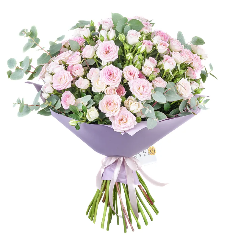 Букет из 25 кустовых розовых роз (01103)