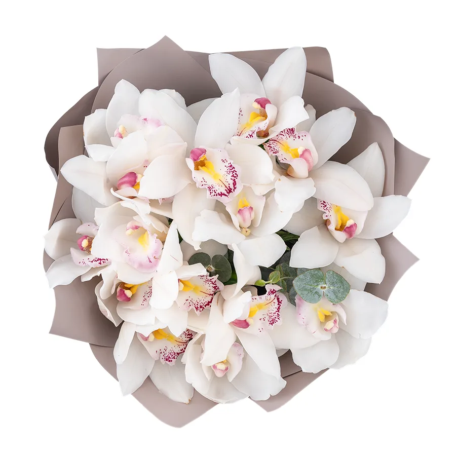Букет из 15 белых орхидей Цимбидиум (03064)