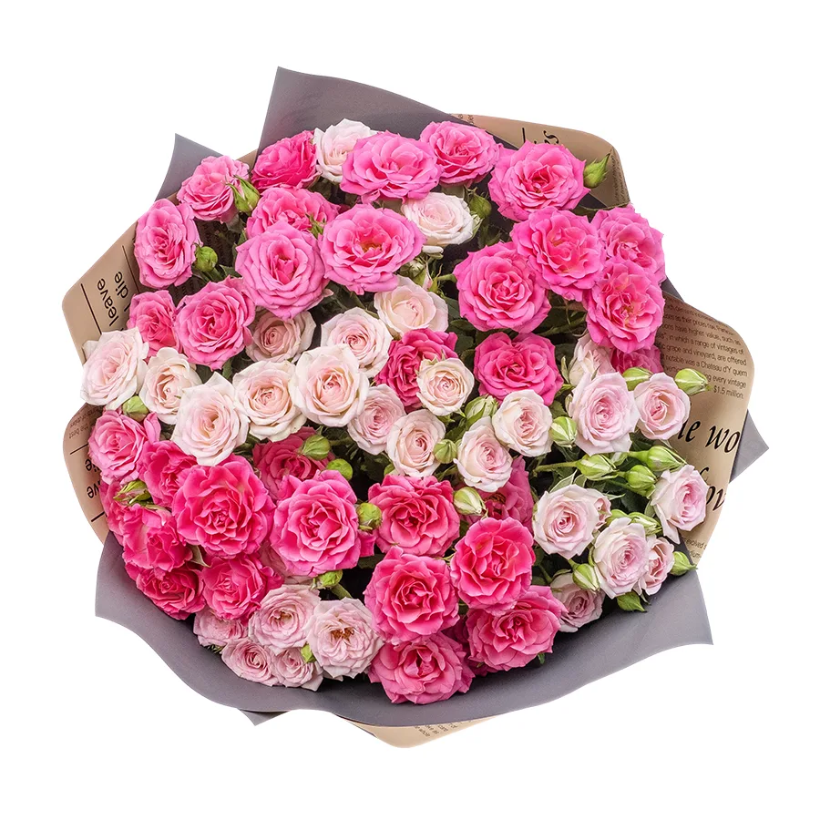 Букет из 9 розовых и малиновых кустовых роз Креми Твистер и Лиана (02493)