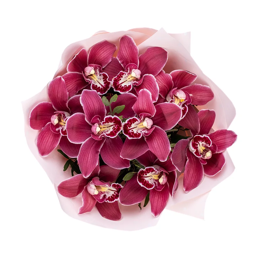 Букет из 9 красных орхидей Цимбидиум (02503)
