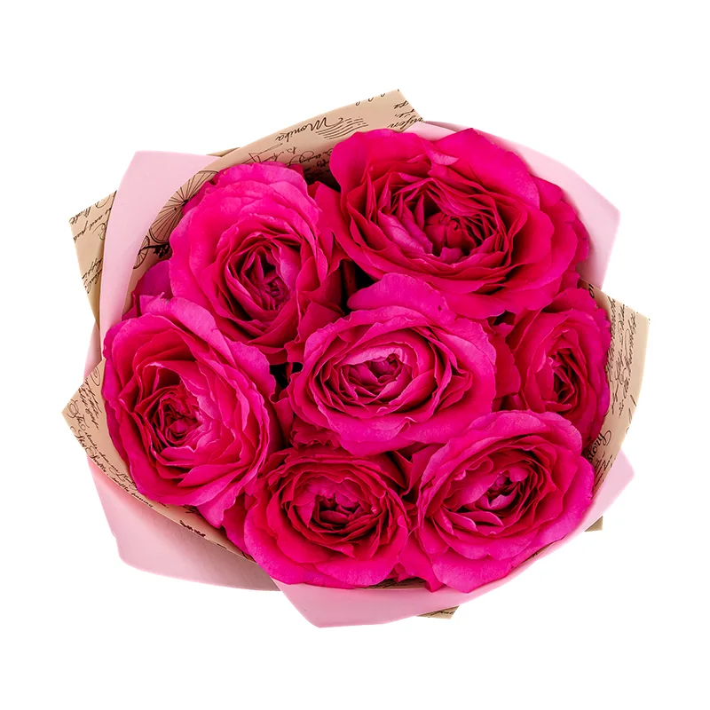Букет из 7 ароматных малиновых садовых роз Дэвида Остина Капабилити (01390)