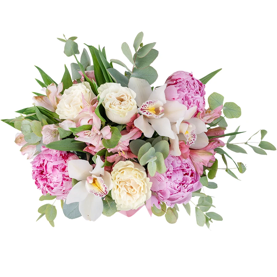 Букет из пионов, роз, орхидей и альстромерий (03229)