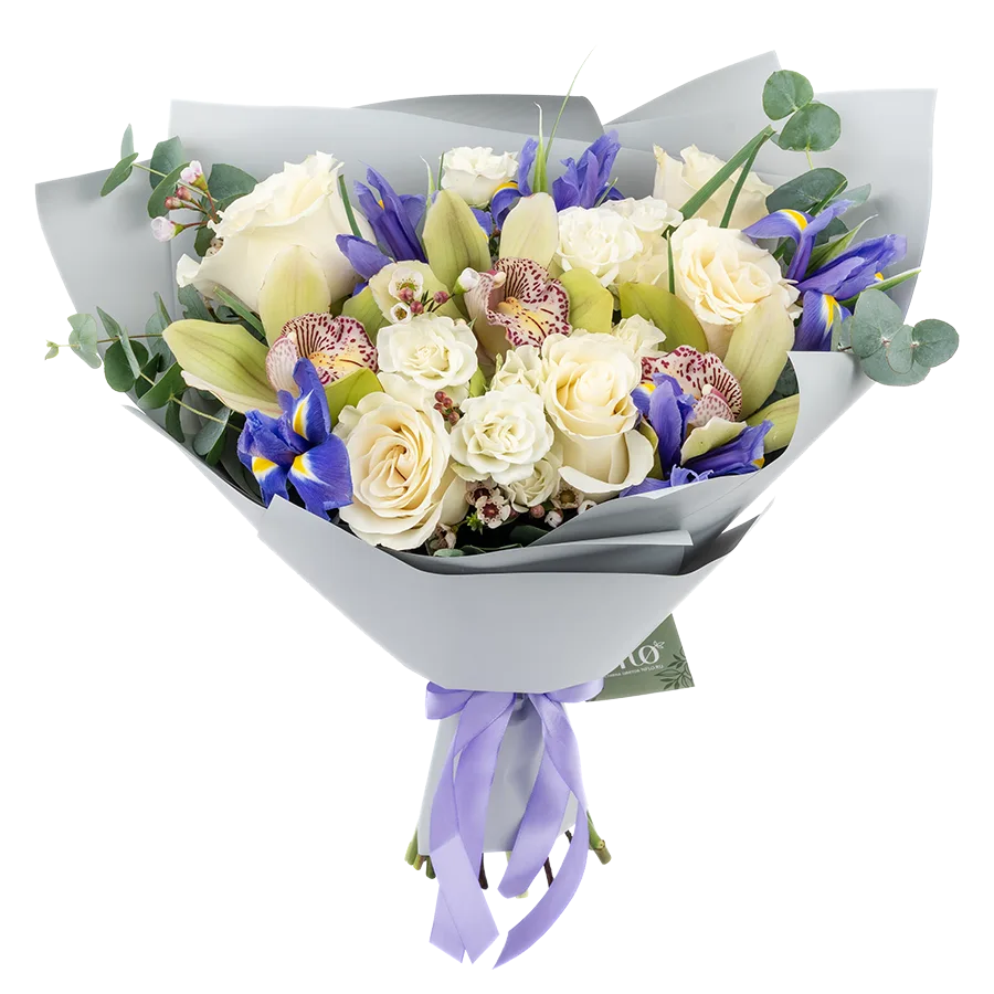 Букет из роз, кустовых роз и орхидей (03866)