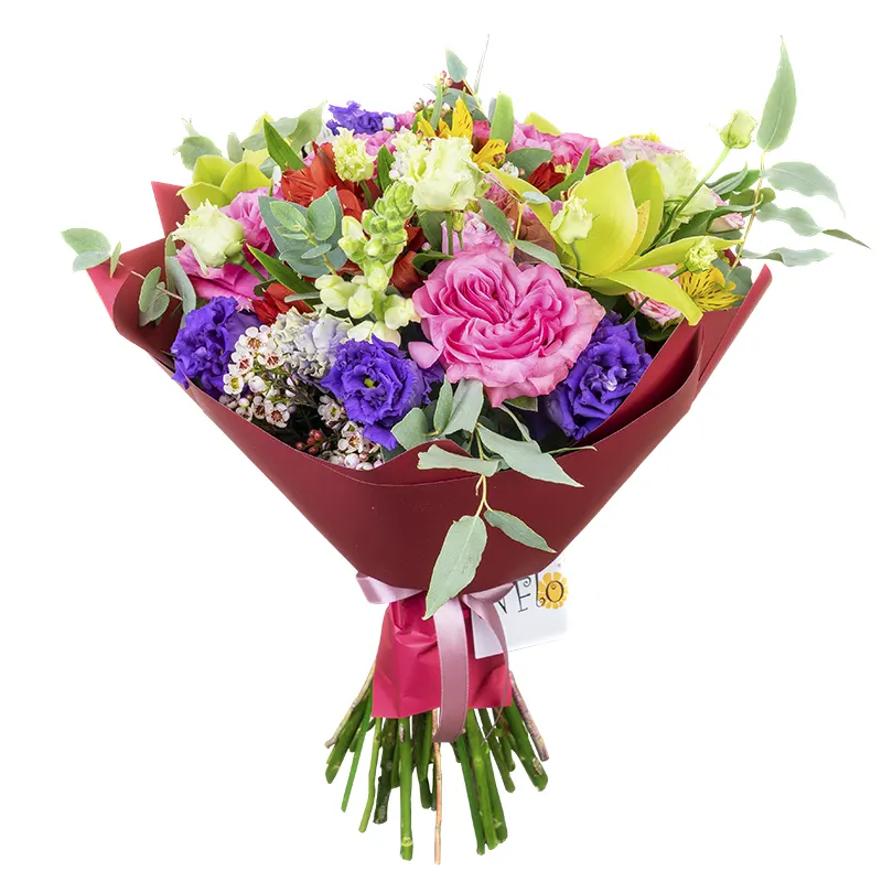 Букет из роз, орхидей, эустом и альстромерий (01105)