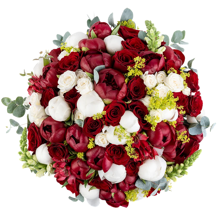 Букет из пионов, роз и альстромерий (03742)