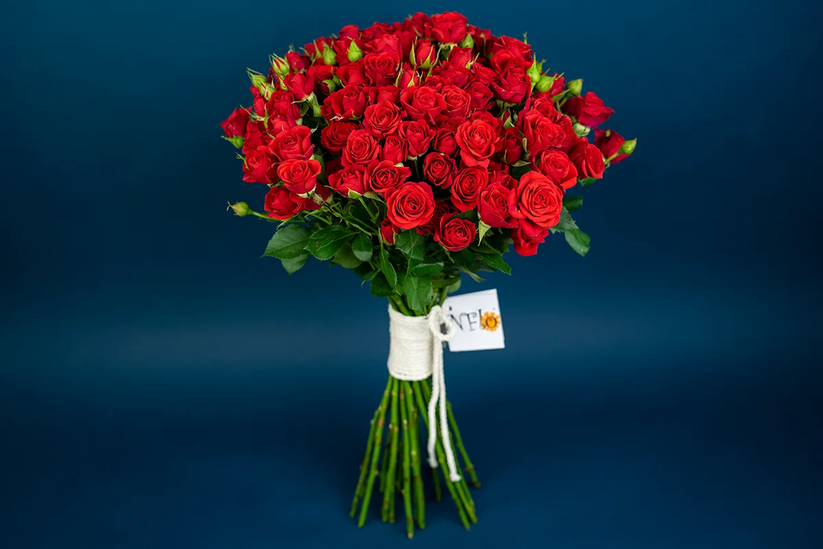 Букет из 29 красных кустовых роз Мирабель (01725)