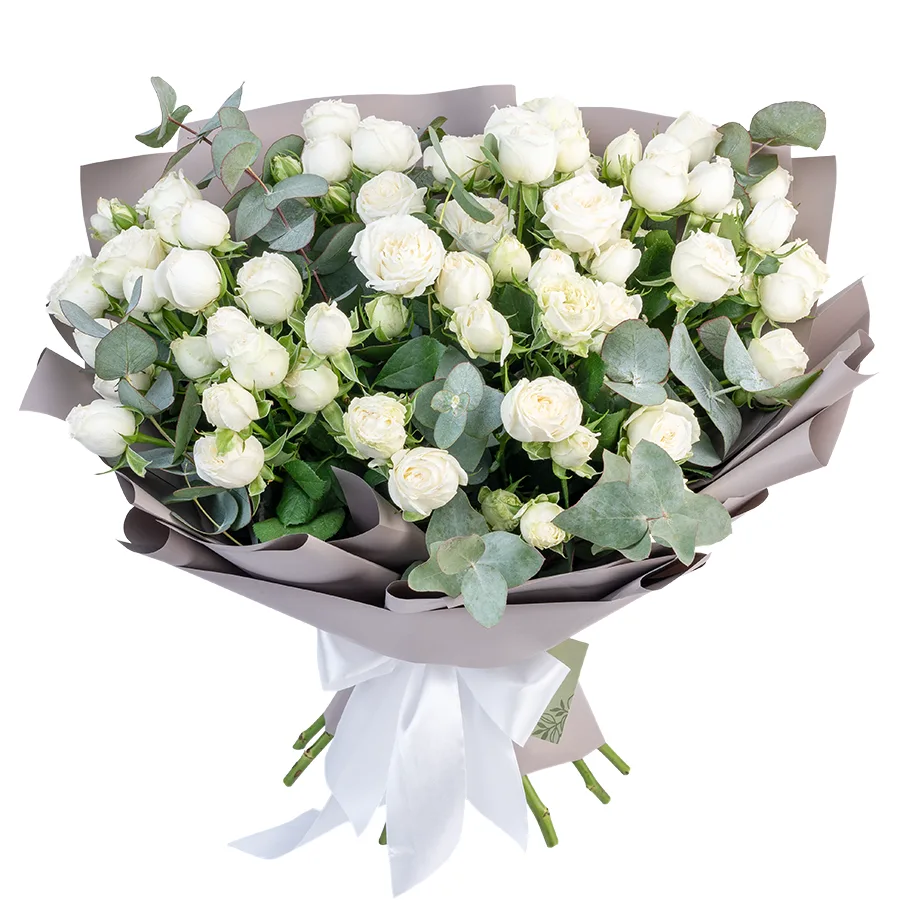 Букет из 15 белых кустовых роз Мисс Бомбастик (03116)