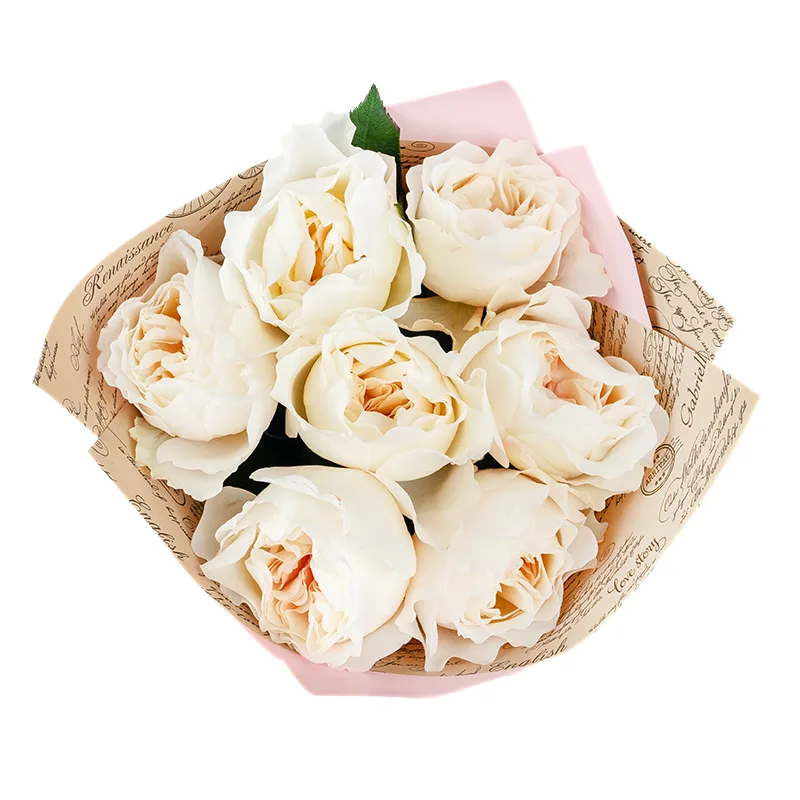 Букет из 7 белых садовых роз Дэвида Остина Евгения (01378)