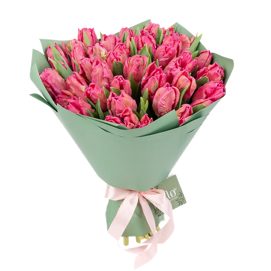 Букет из 41 розового попугайного тюльпана Марвел Пэррот (02058)