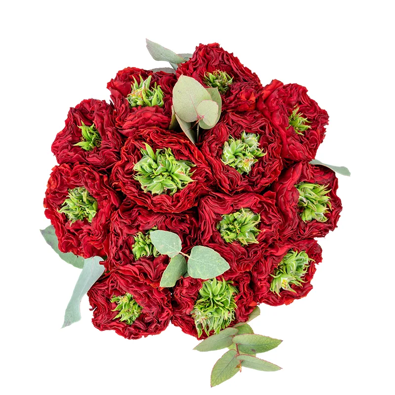 Букет из 13 красных с зеленым роз Ред Ай (01313)