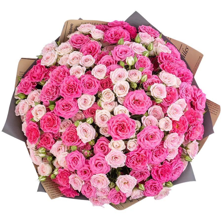 Букет из 29 розовых и малиновых кустовых роз Креми Твистер и Лиана (02483)