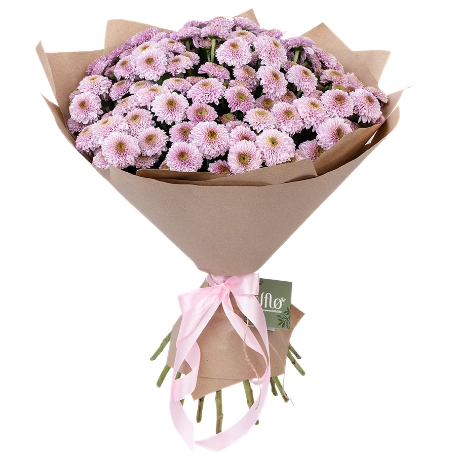 Букет из 19 розовых кустовых хризантем Сантини Дория Пинк (02632)