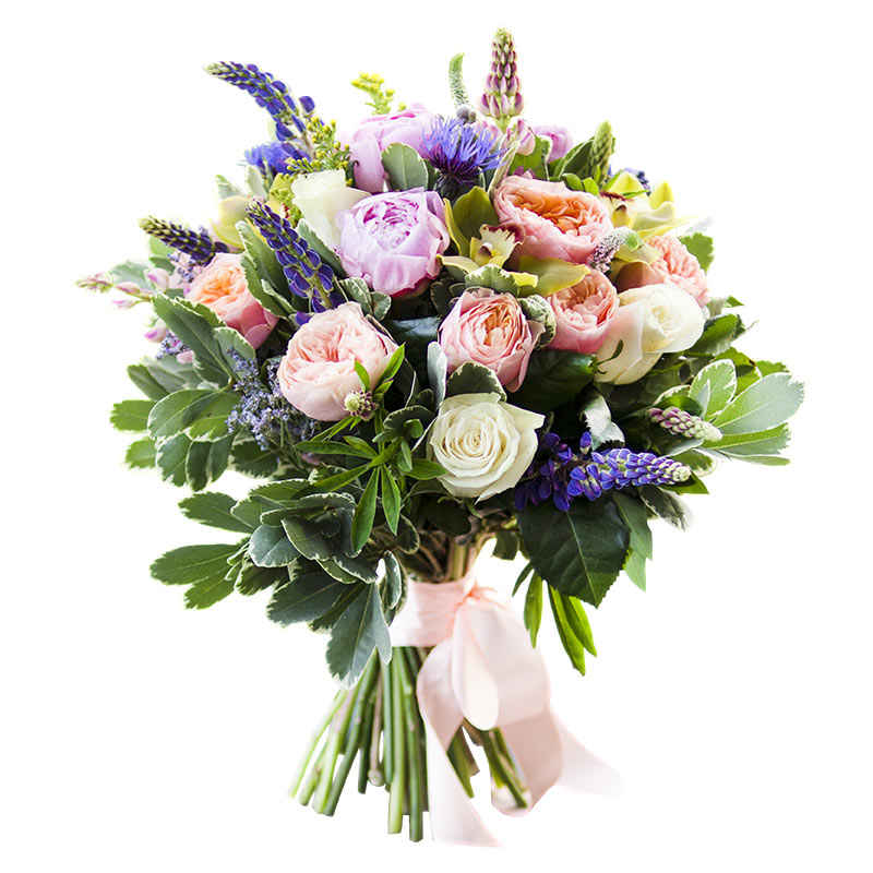 Букет из английских роз, пионов, орхидей и роз (00251)