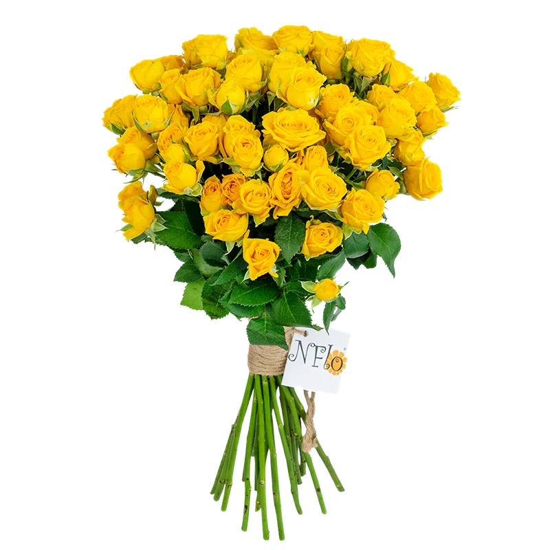 Букет из 21 жёлтой кустовой розы Йелоу Бейб (01496)