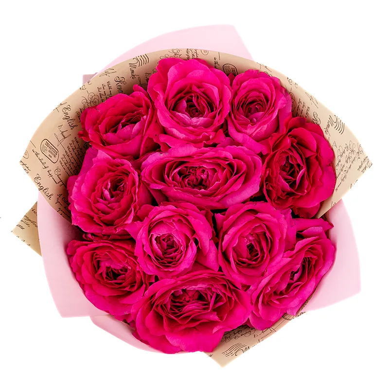 Букет из 11 ароматных малиновых садовых роз Дэвида Остина Капабилити (01388)