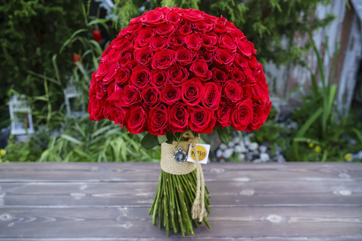 Букет из 151 красной розы Фридом (00828)