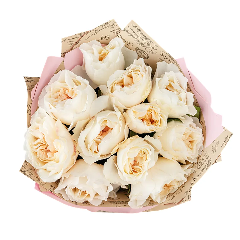 Букет из 11 белых садовых роз Дэвида Остина Евгения (01376)
