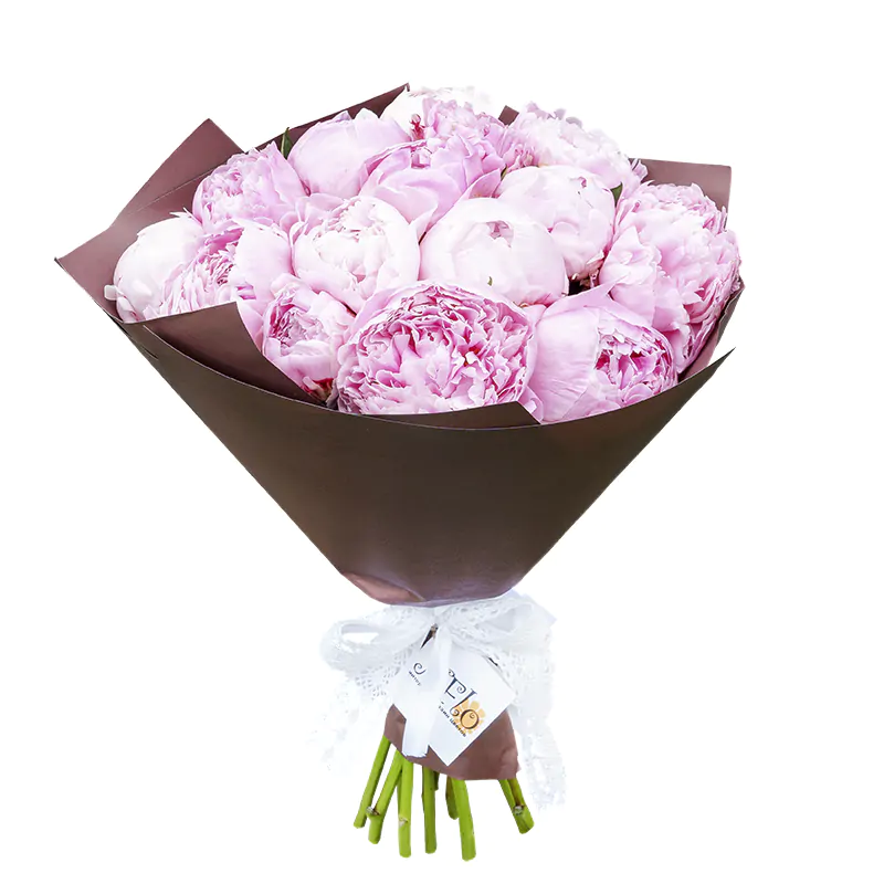 Букет из 15 розовых пионов Сара Бернар (00787)