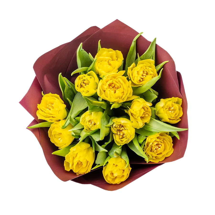 Букет из 13 желтых махровых тюльпанов Хоумран (02293)