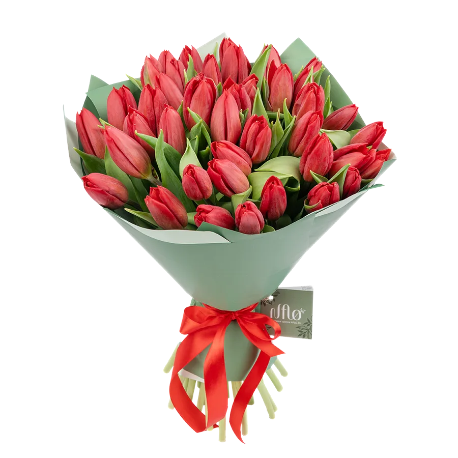 Букет из 41 красного тюльпана (01884)