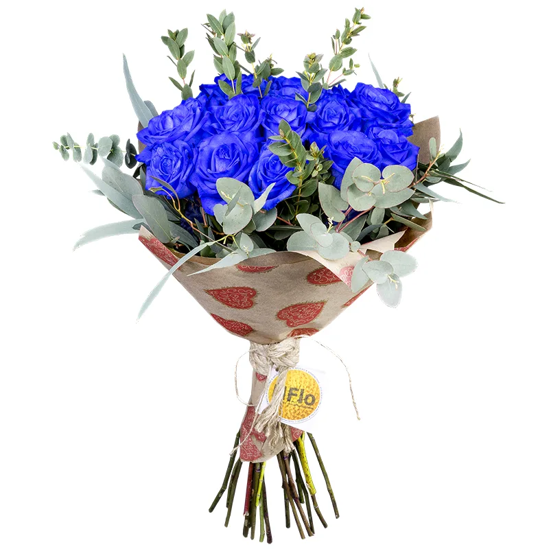 Букет из 19 синих роз (00726)