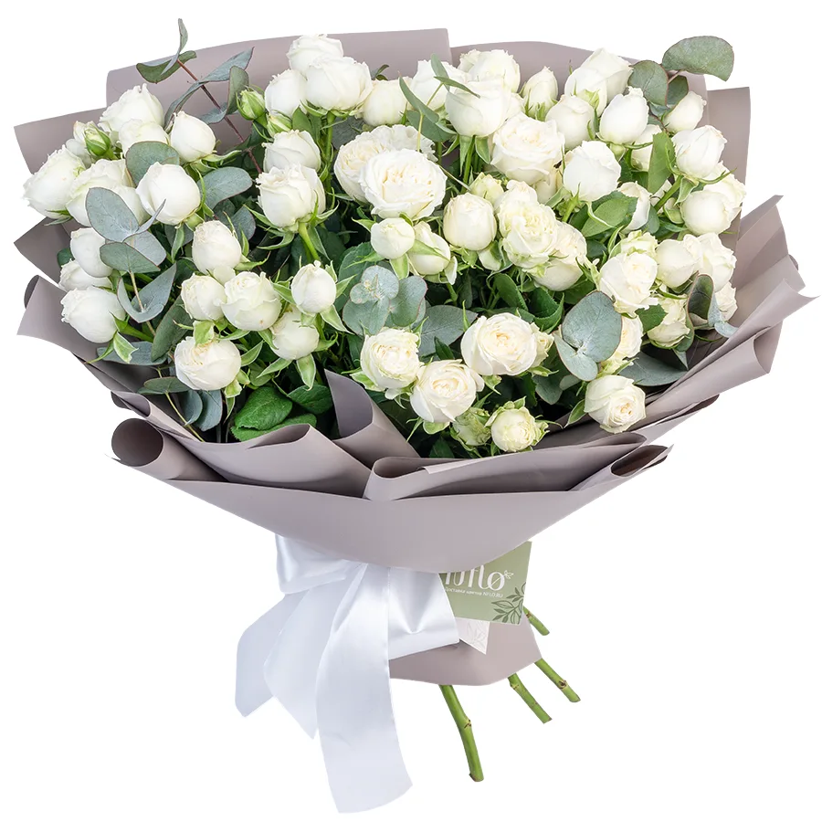 Букет из 17 белых кустовых роз Мисс Бомбастик (03115)