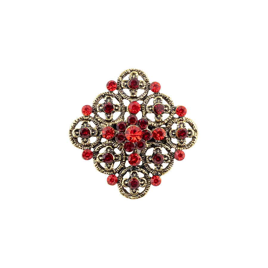 Брошь с камнями красная (00182)