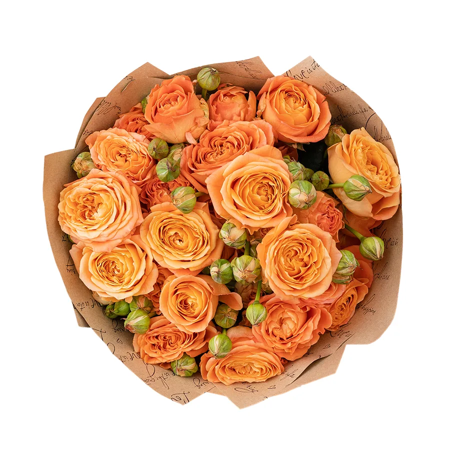 Букет из 7 абрикосовых кустовых пионовидных роз Априкот Лейс (02999)