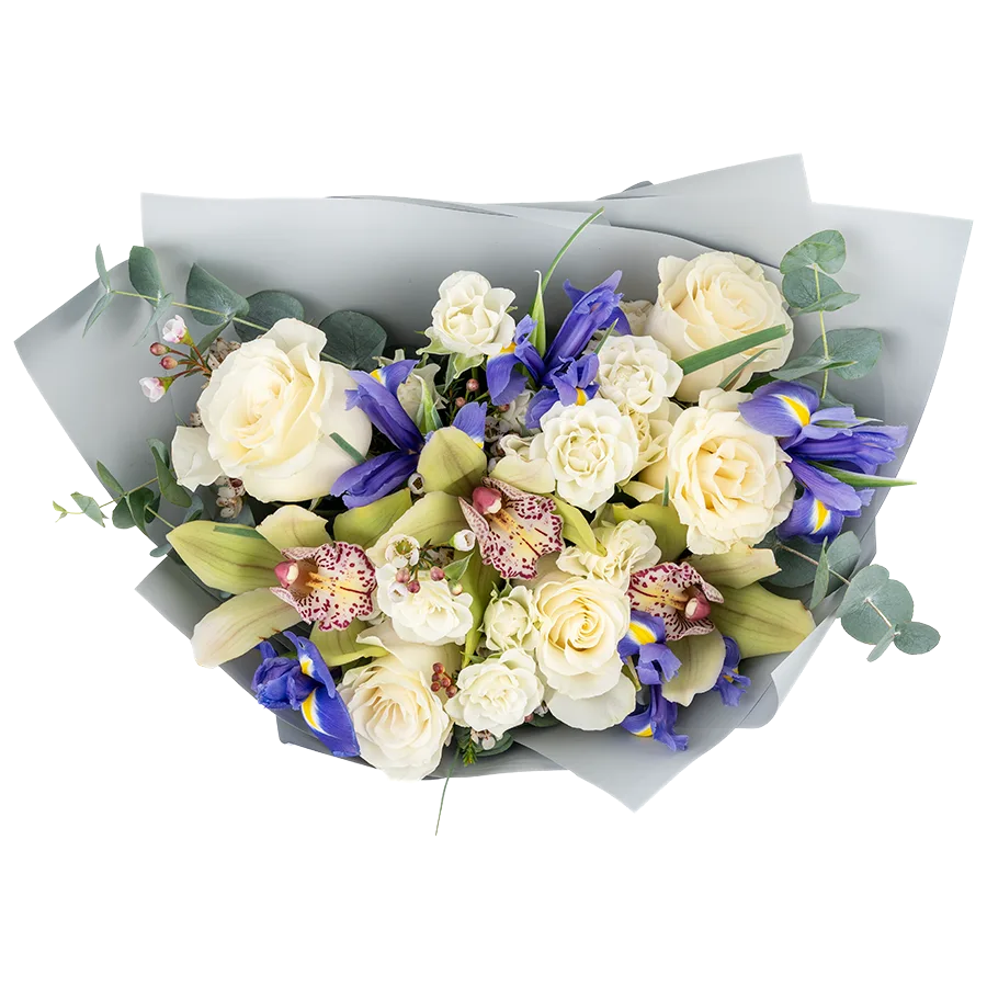 Букет из роз, кустовых роз и орхидей (03866)