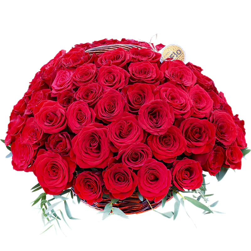 Корзина с красными розами (00836)