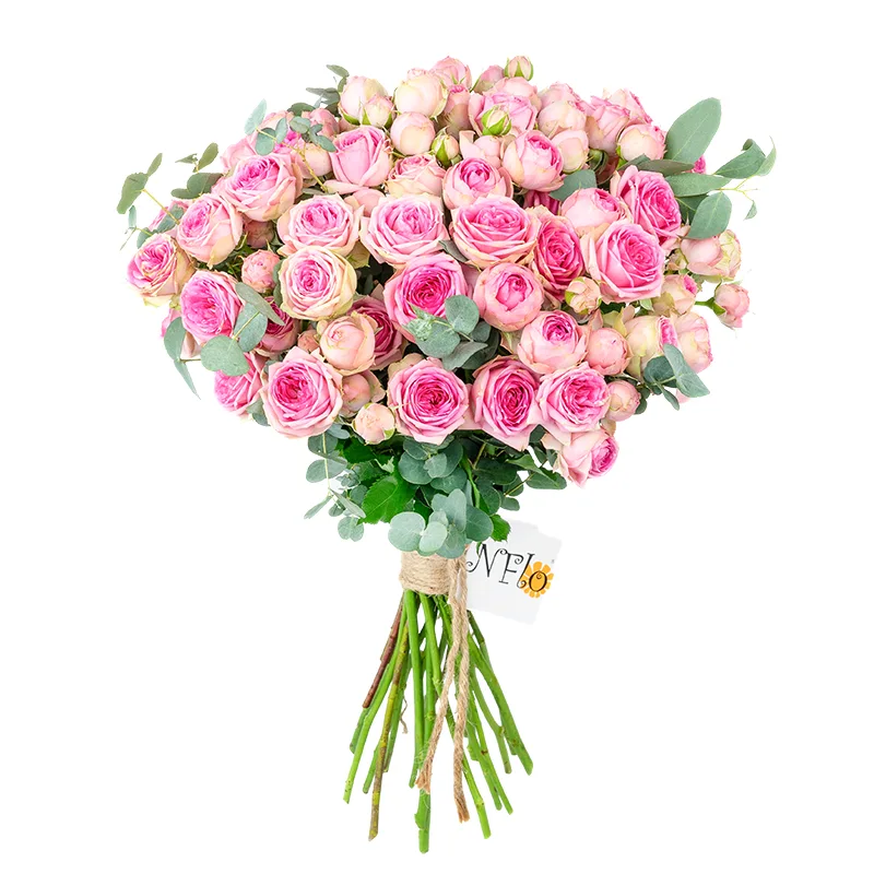Букет из 19 розовых кустовых роз Супер Сенсейшн (01344)