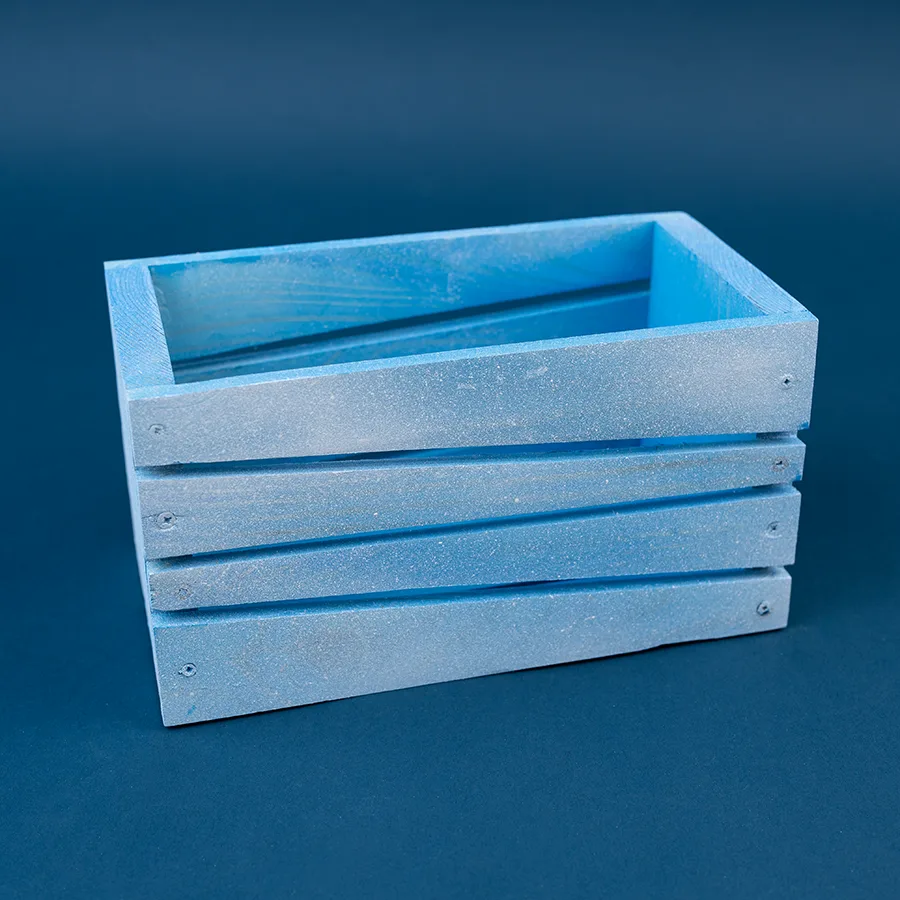 Деревянный ящик голубой 22х12х12 см (02902)