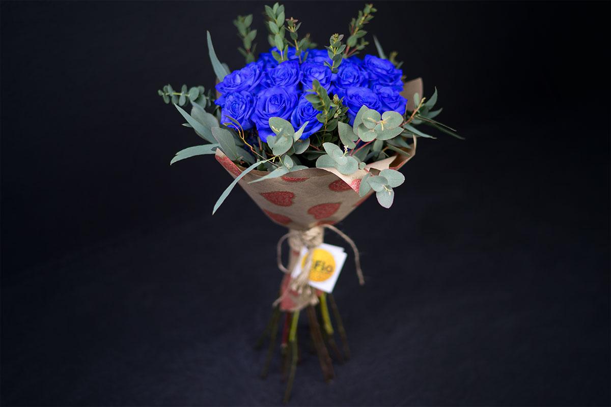 Букет из 19 синих роз (00726)