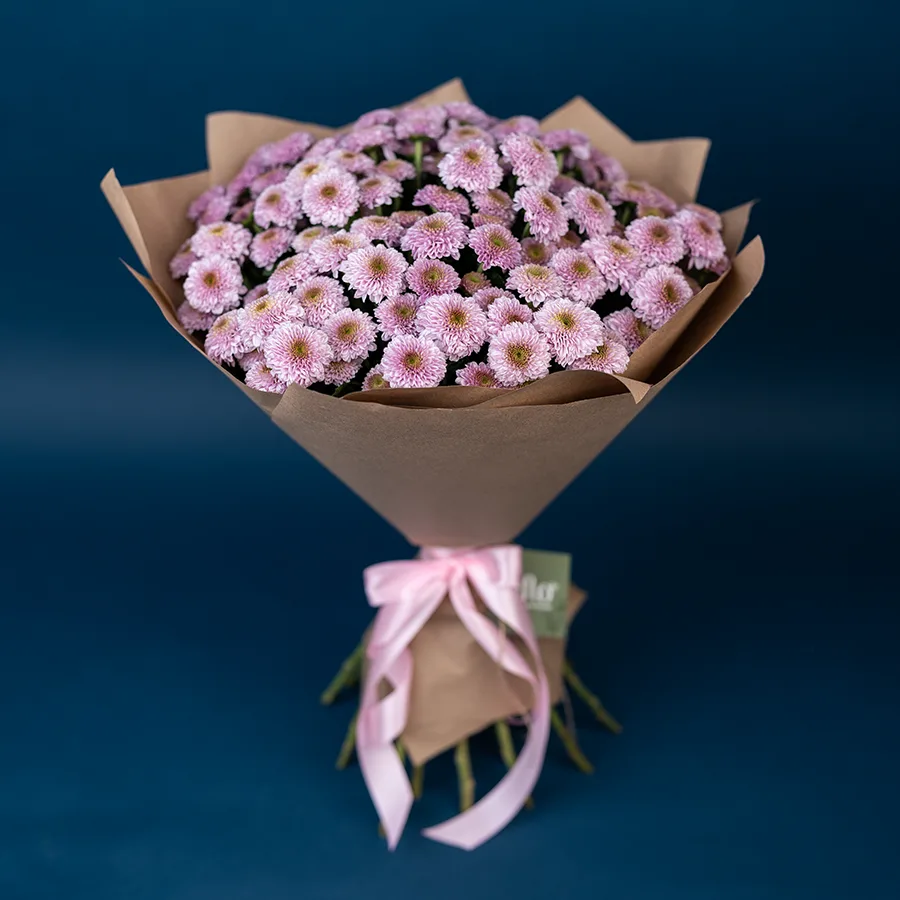 Букет из 19 розовых кустовых хризантем Сантини Дория Пинк (02632)