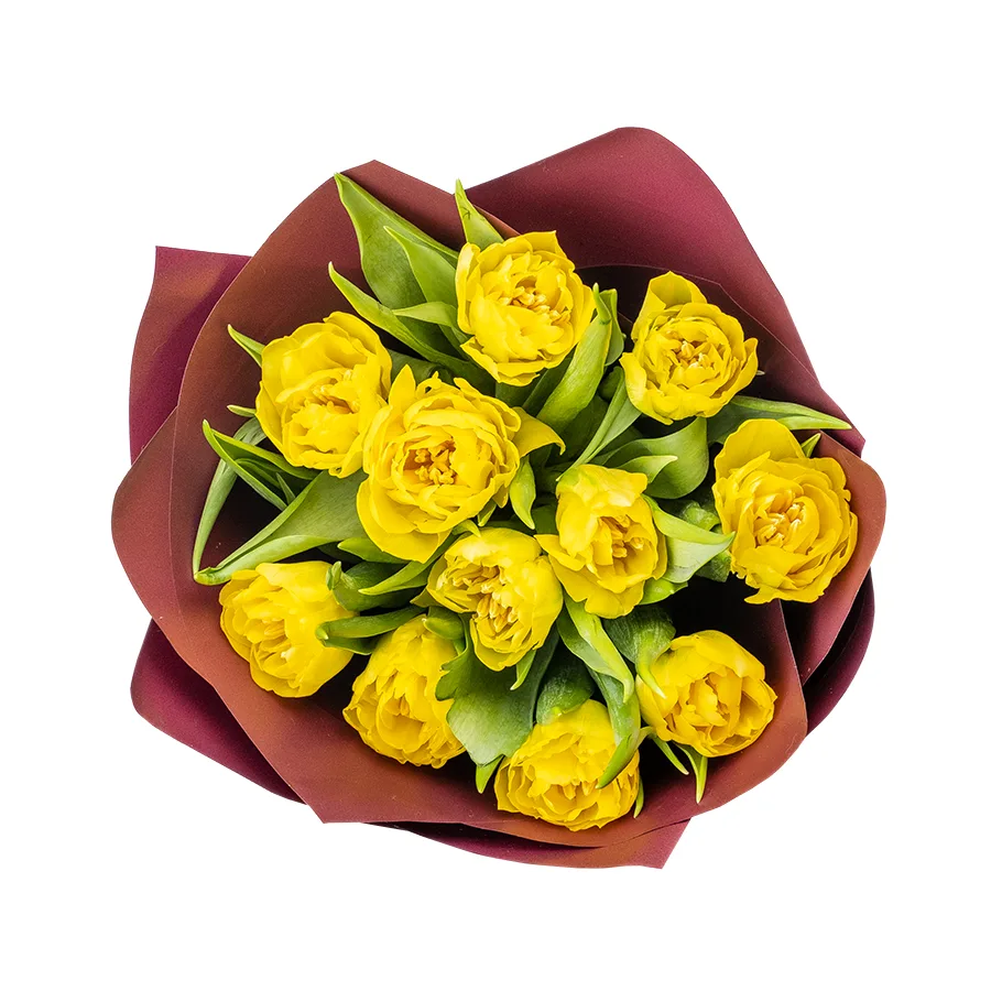 Букет из 11 желтых махровых тюльпанов Хоумран (02294)