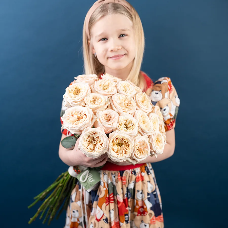 Букет из 21 садовой кремовой розы Башфул (03843)